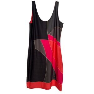 Volt Design Size 3 Large Tank Dress Red Black Geometric Colorblock Stretch Artsy